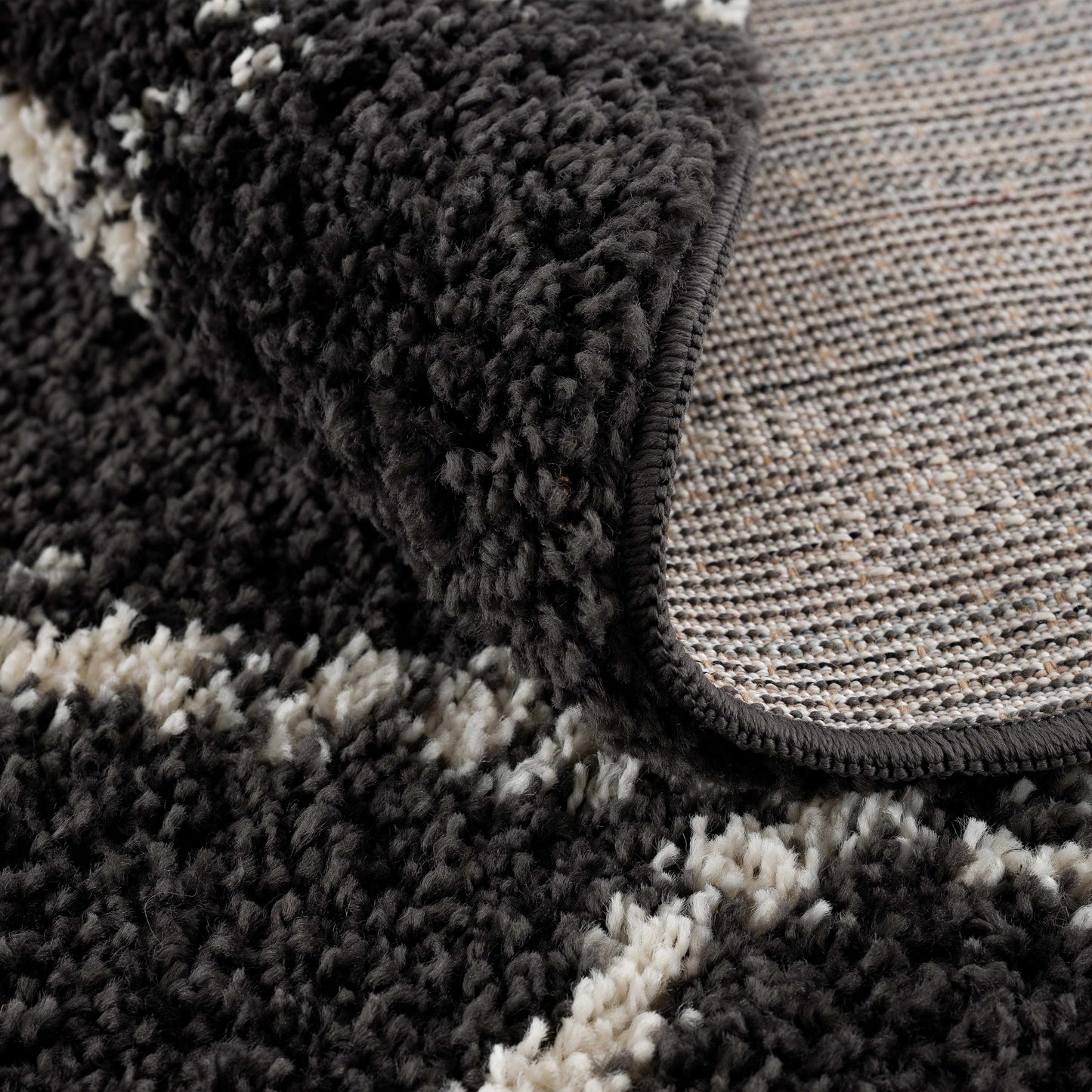 Wallagrass Black/Beige Trellis Tassel Shag - Clearance