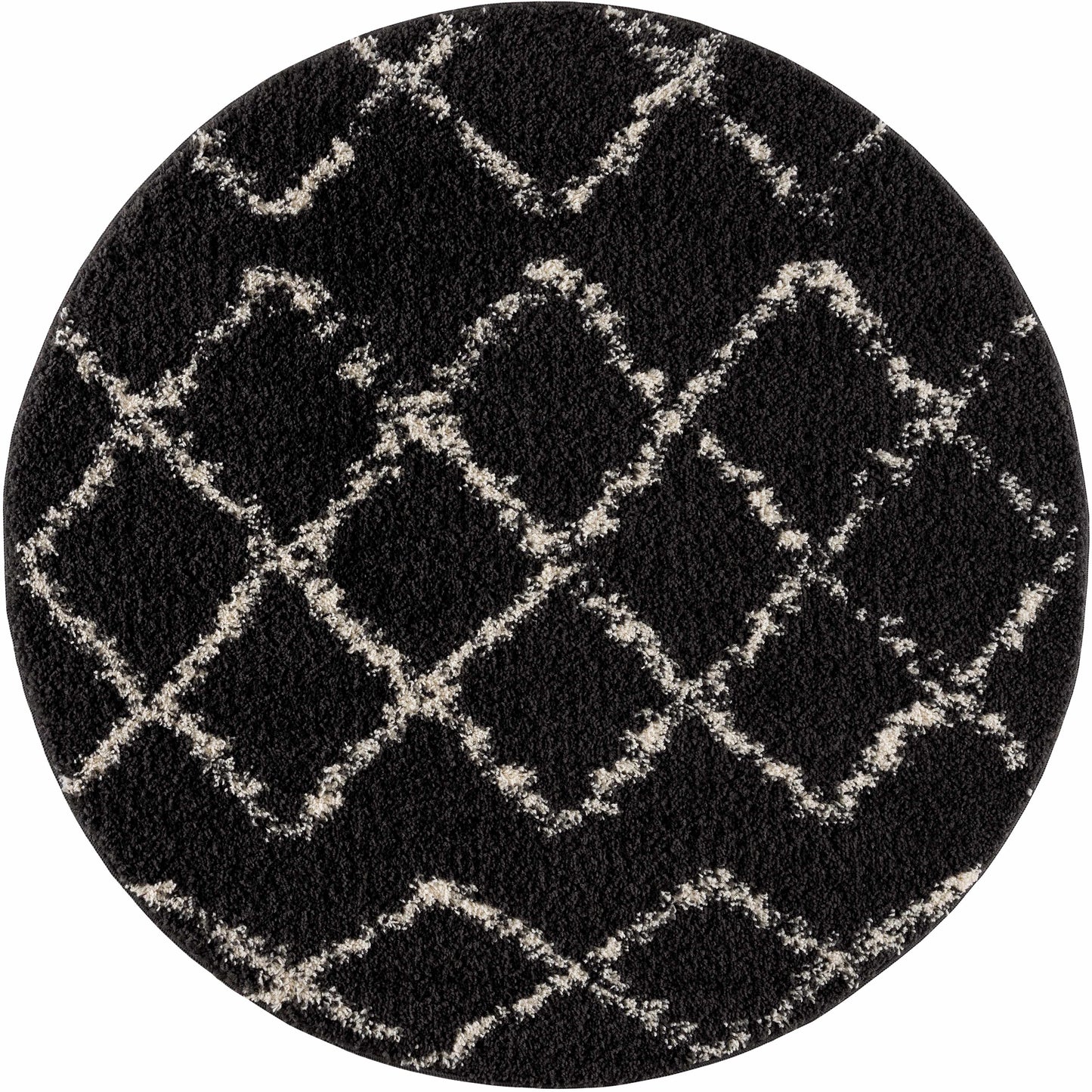 Wallagrass Black/Beige Trellis Tassel Shag - Clearance